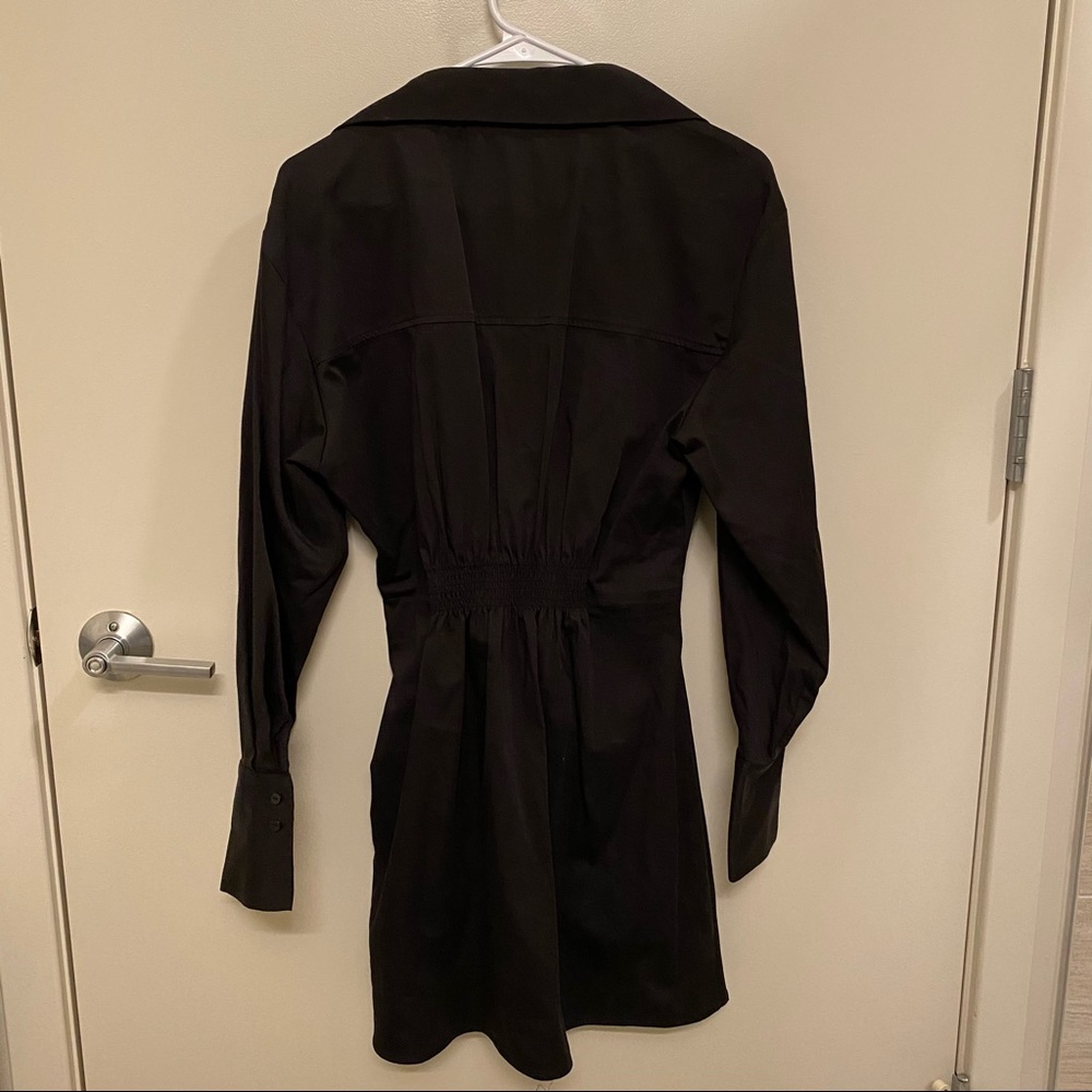 Zara Poplin Wrap Dress Black - Picture 7 of 9